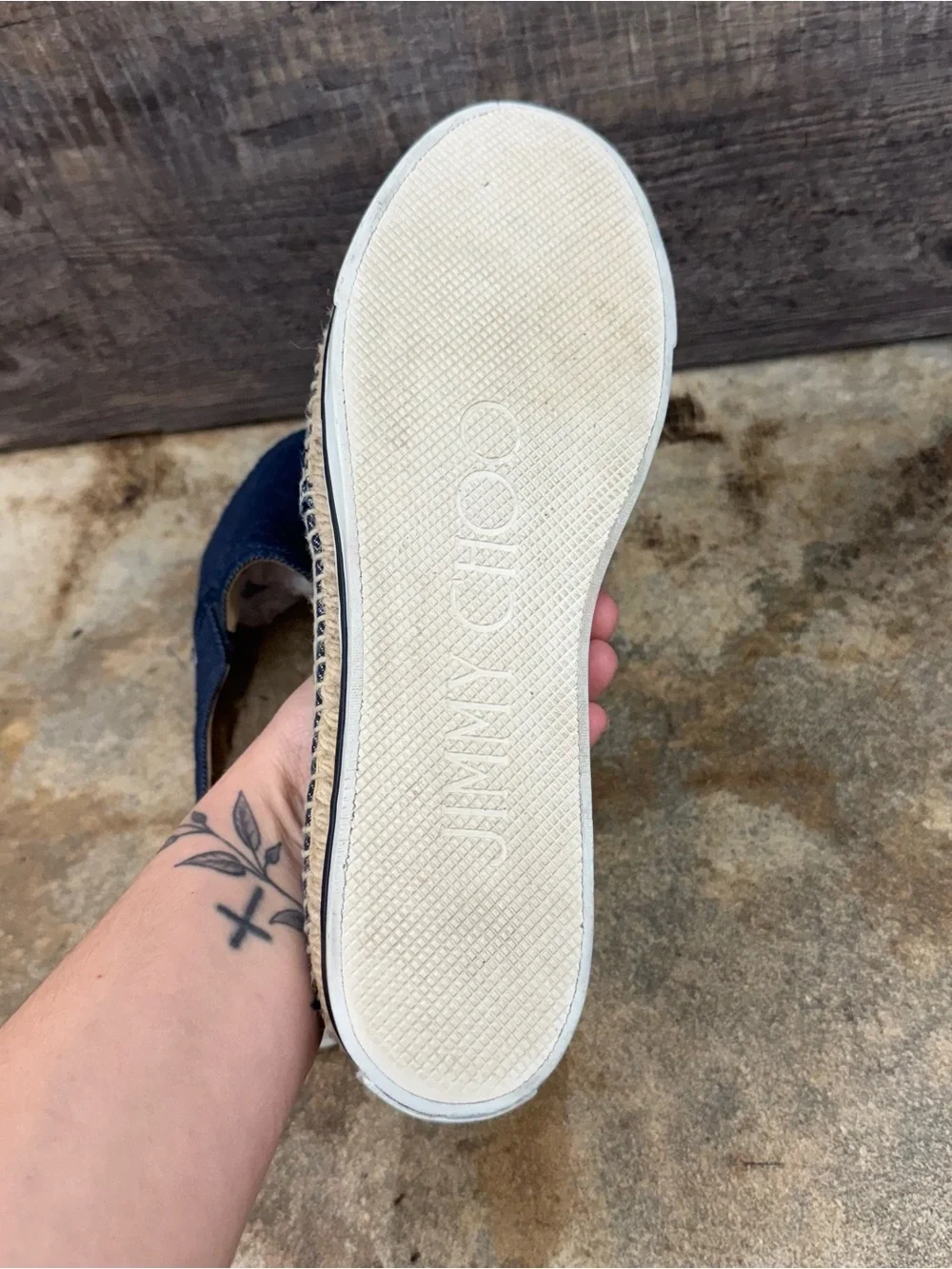 Jimmy Choo Blue Dawn Textured Slip-On Espadrilles